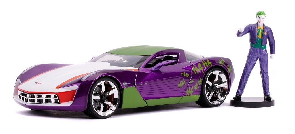 Diecast DDA Joker w/2009 Corvette Stingray Hollywood Rides Movie Diecast Car