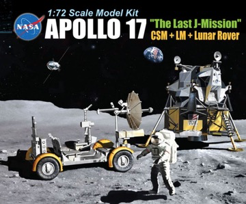 Plastic Kits DRAGON 1/72 Scale - Apollo 17 "The Last J-Mission” CSM + LM + Lunar Rover Plastic Model Kit