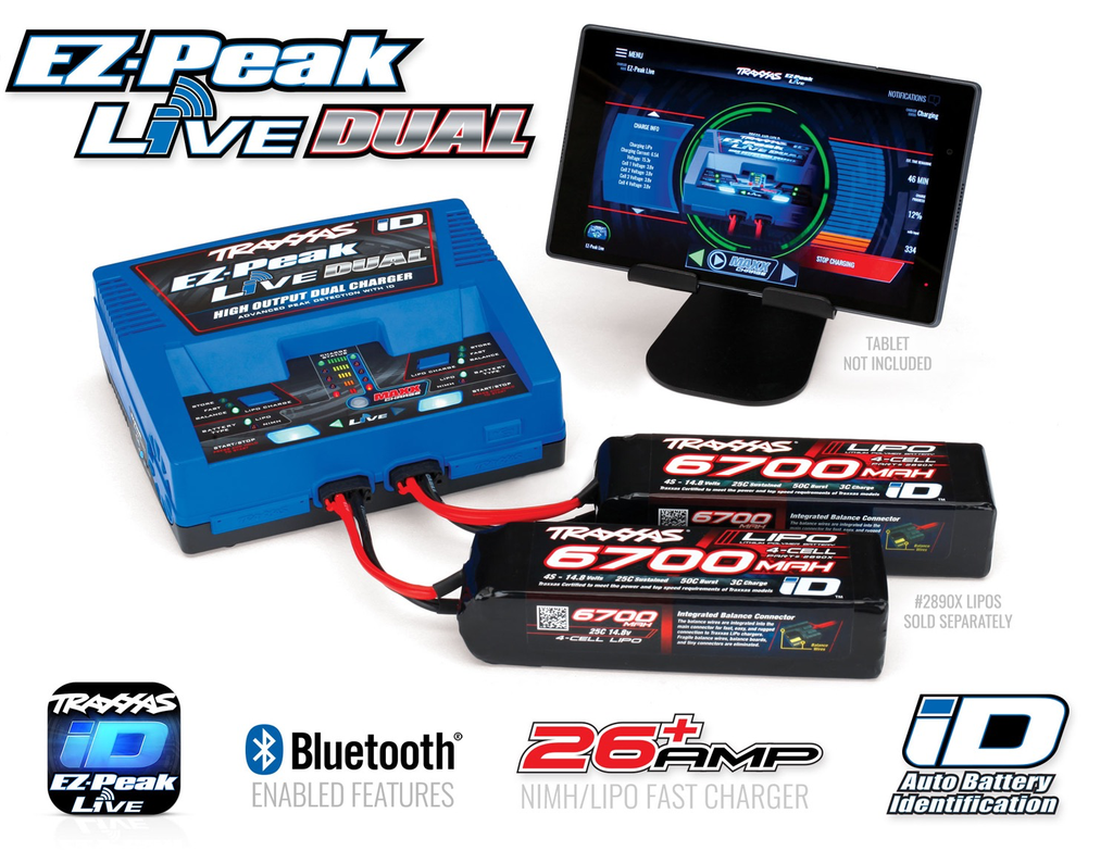 Charger Traxxas EZ-Peak® Live Dual 26+ amp NiMH/LiPo Fast Charger with iD