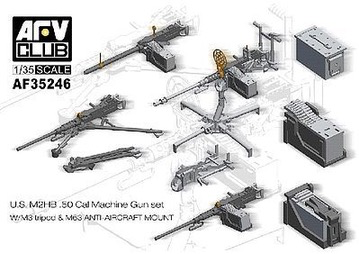 Plastic Kits AFV Club 1/35 Scale -  U.S. M2HB .50 Cal Machine Gun Set W/M3 Tripod & M63 Anti-Aircraft Mount.