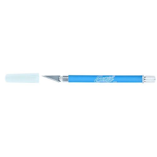 General EXCEL K18 Soft Grip Knife Non Roll With Safety Cap (Blue)