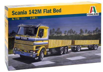 Plastic Kits ITALERI 1/24 Scania 142M Flat Bed Truck & Trailer Plastic Model Kit