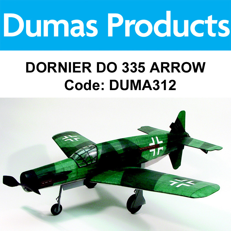 Aircraft DUMAS 312 Dornier DO 335 Arrow 30” Wingspan Rubber Powered