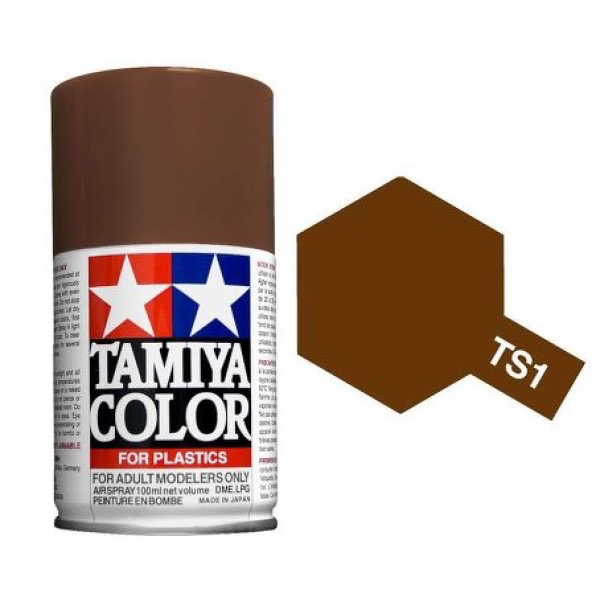 Paint Tamiya Color Spray for Plastics TS-1 Red Brown. 100ml Spray Can