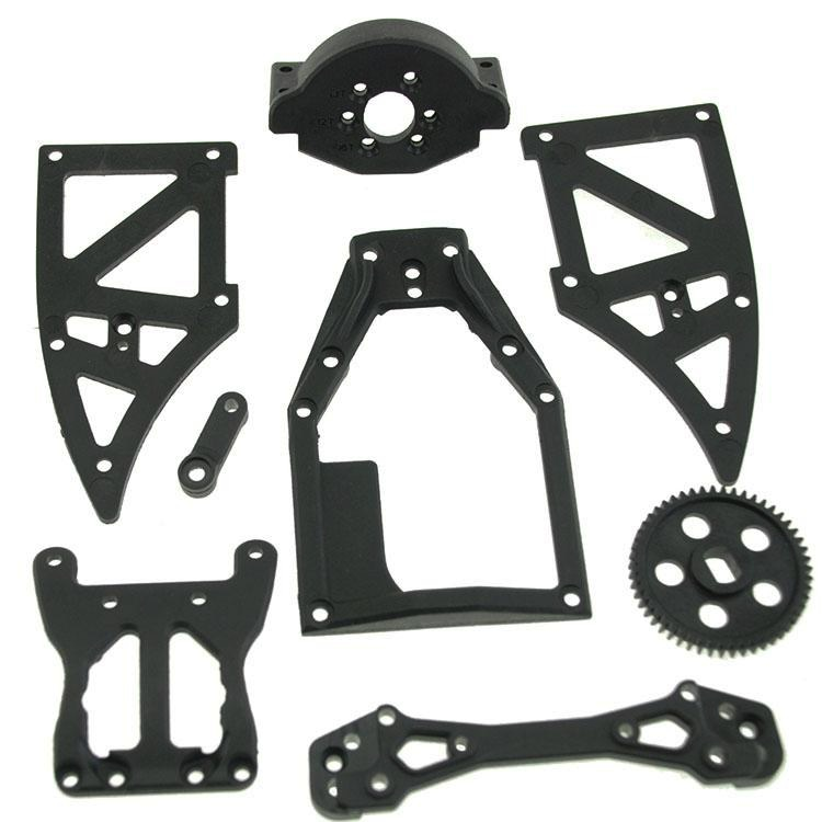 Parts HBX Servo Top Plate + Motor Holder + Rear Shock Tower + Side Plates B + Servo Arm (Vortex/Groundcrusher 4WD)