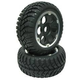 Parts GV Desert Tire 1/8 + Circle Wheel Black+Insert + Wheel Plate Aluminium w/Glued, 2pc (Cage)