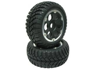 Parts GV Desert Tire 1/8 + Circle Wheel Black+Insert + Wheel Plate Aluminium w/Glued, 2pc (Cage)