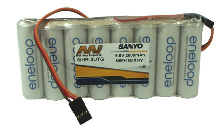 Battery NiMh MI Tx Battery Eneloop 2000mA 9.6V Flat JR/Hitec Con