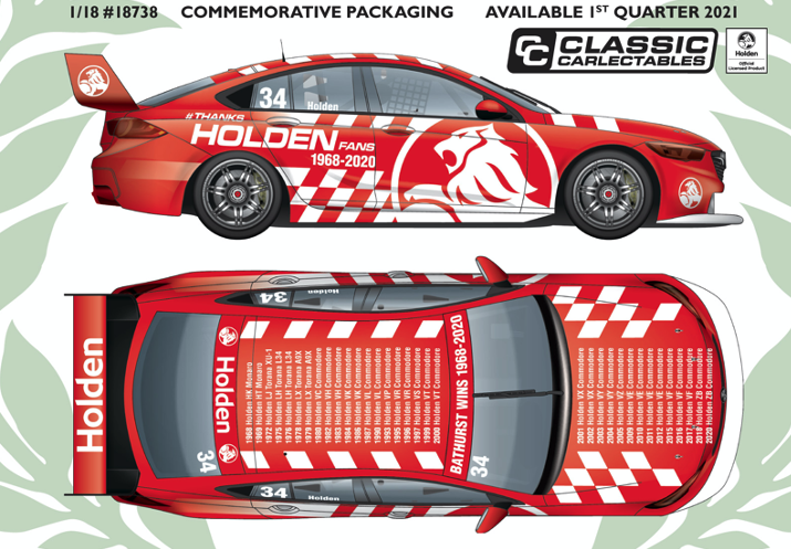 Diecast CLASSIC CARLECTABLES Diecast 1/18 Scale. Holden Wins At Bathurst  Commemorative Livery