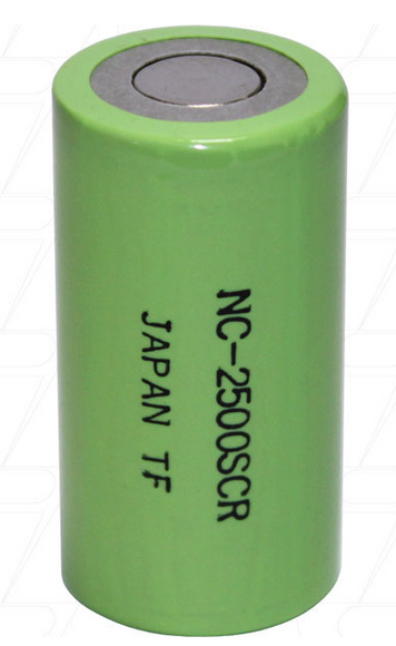 Battery NiCd MI NiCd Sub C 2500mA SCR Cell