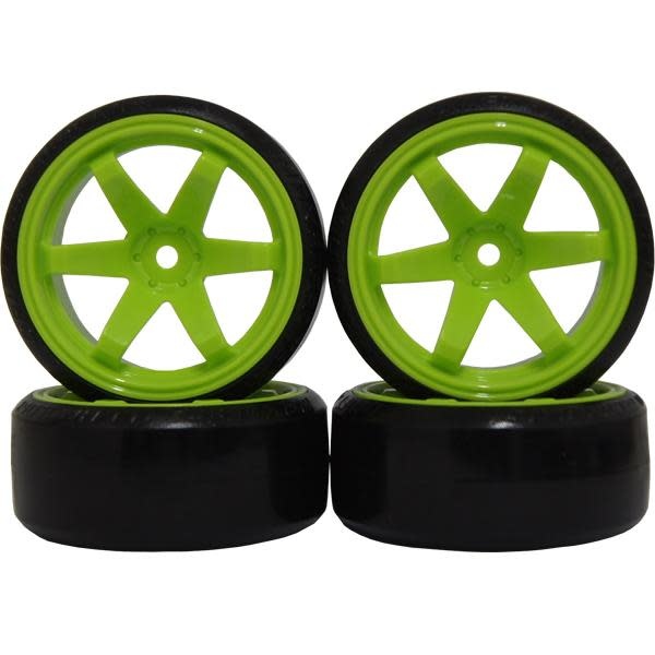 Wheels Hobby Details Drift Car Wheel Set 61x26mm Green 1/10
