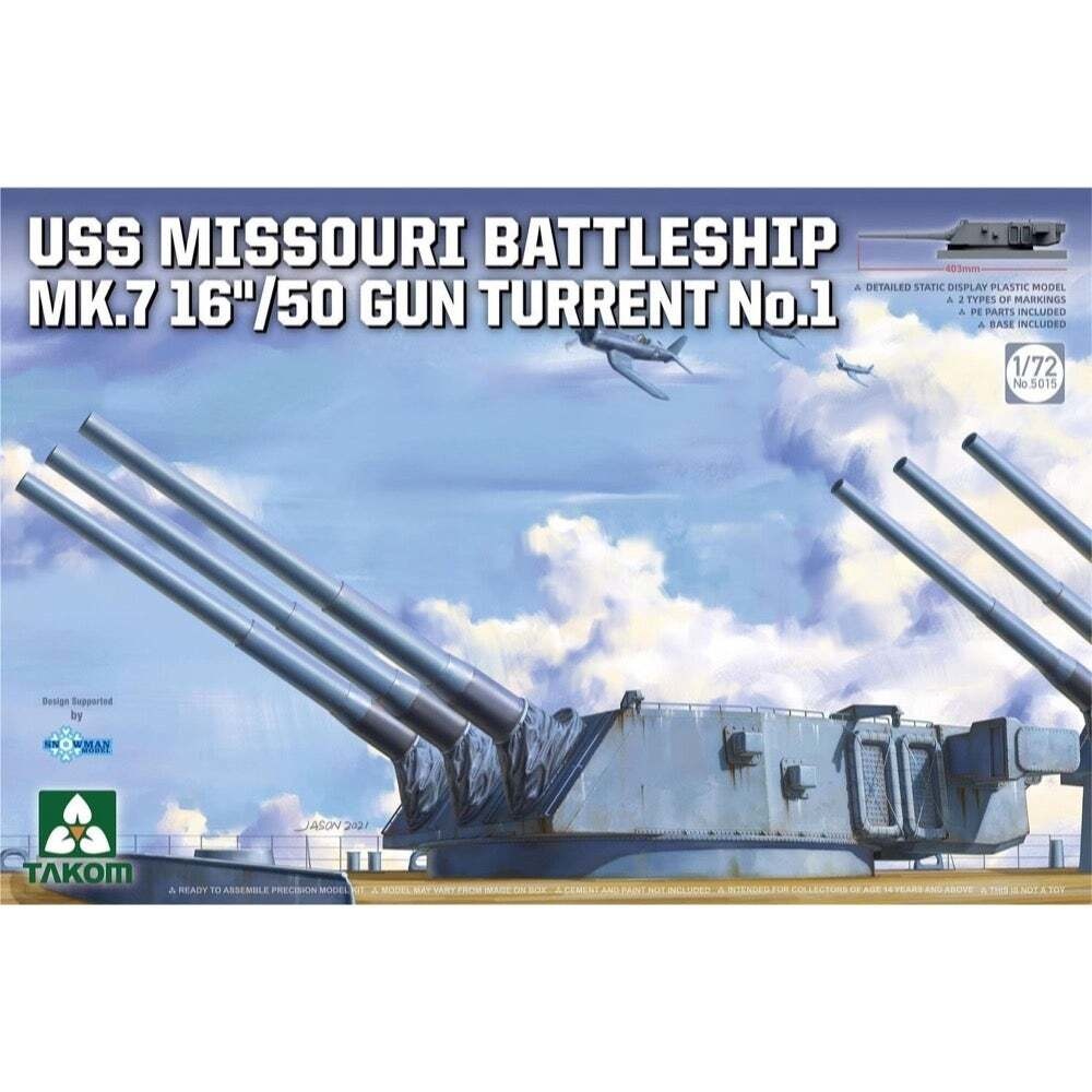 Plastic Kits Takom 1/72 USS Missouri Battleship MK.7 16''/50 Gun Turret No.1 Plastic  (q)