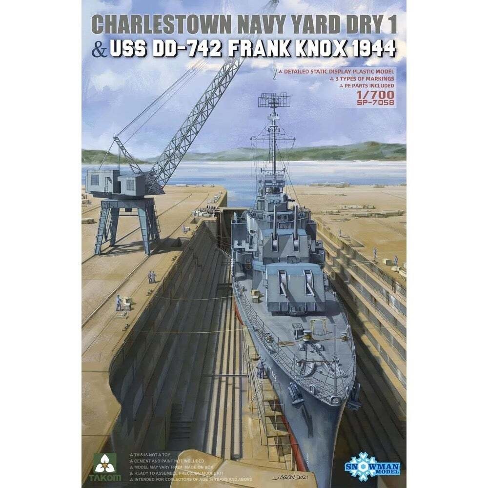 Plastic Kits Takom 1/700 Charlestown Navy Yard Dry Dock 1 & USS DD-742 Frank Knox (q)