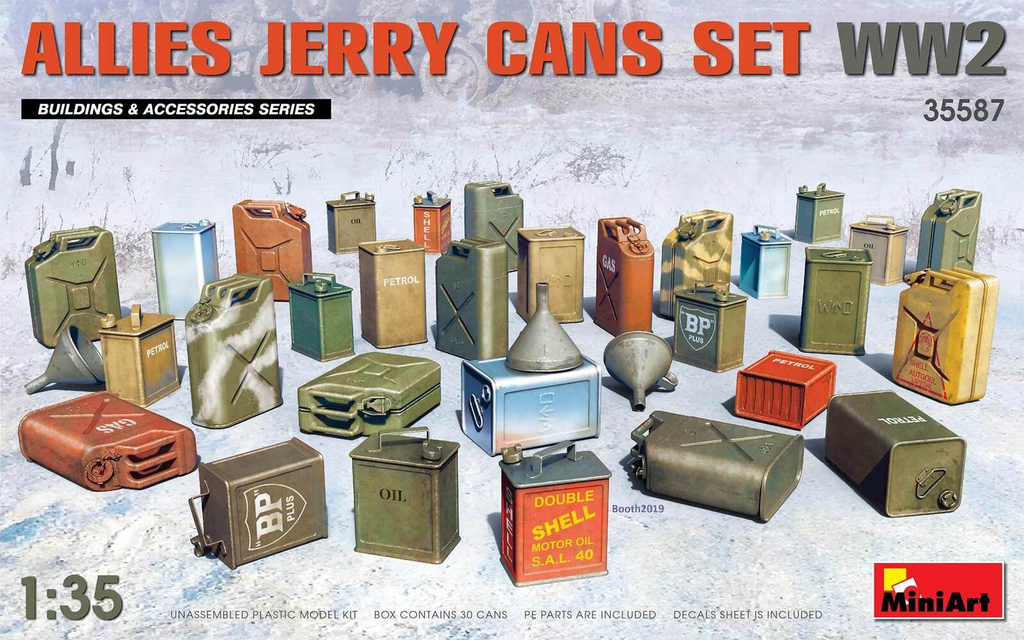 Plastic Kits Miniart 1/35 Allies Jerry Cans Set WW2 Plastic Model Kit