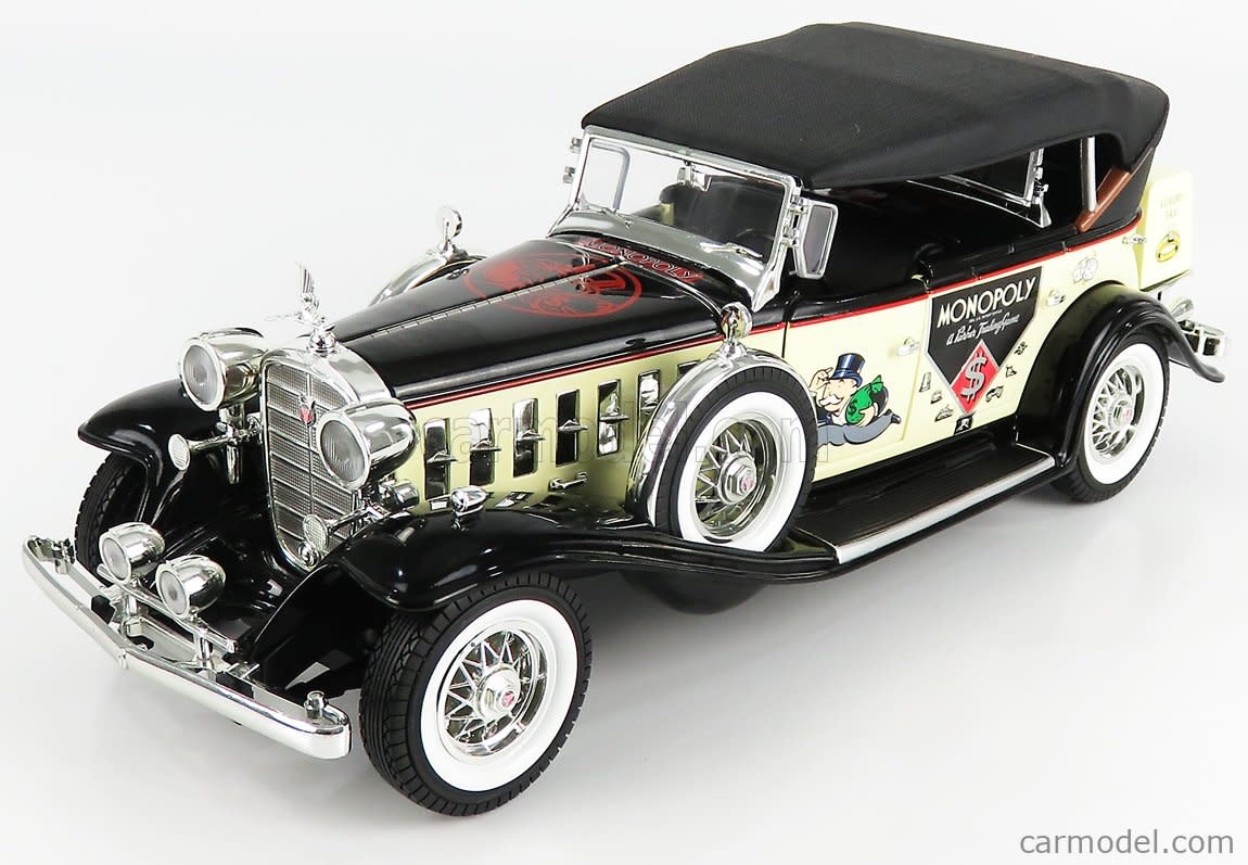Diecast AUTOWORLD 1:18 Scale - Monopoly 1932 Cadillac V16 Phaeton W/MR Monopoly