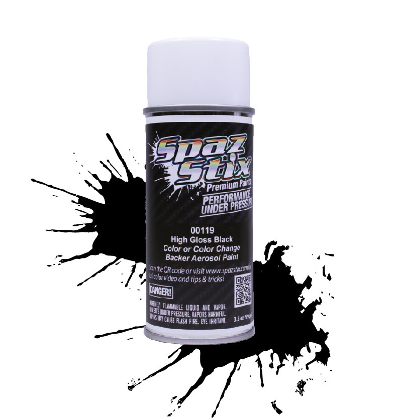 Paint SPAZSTIX High Gloss Black/Backer Paint Aerosol 3.5oz