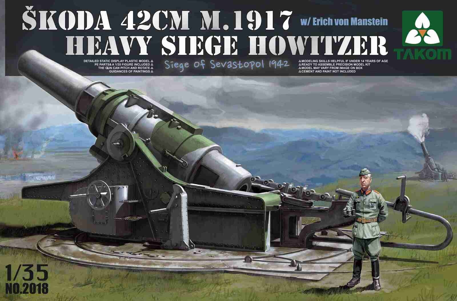 Plastic Kits TAKOM  1/35 Scale - S?Koda 42cm M.1917 Heavy Siege Howitzer With Erich Von Manstein Plastic Model Kit