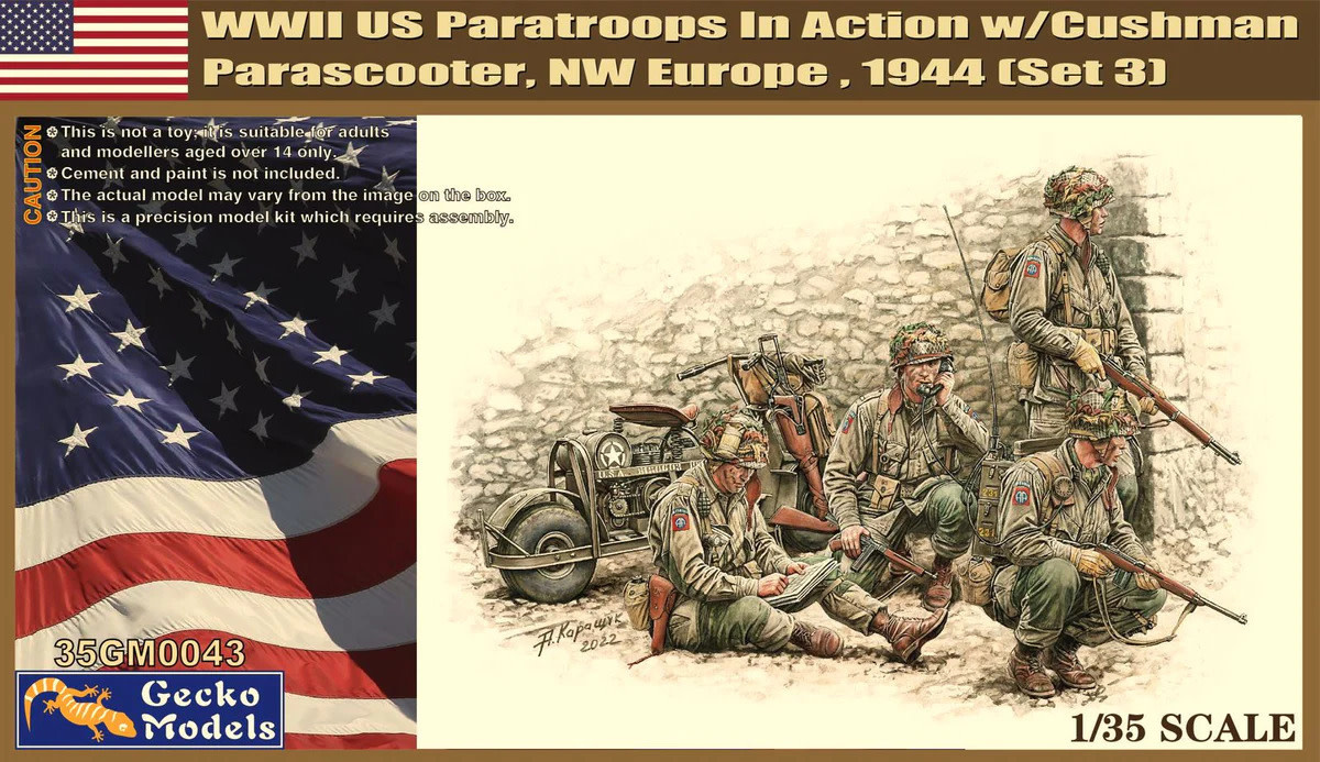 Plastic Kits Gecko  1/35 Scale - US Paratroops In Action w/M53. (Set 3) Plastic Model Kit