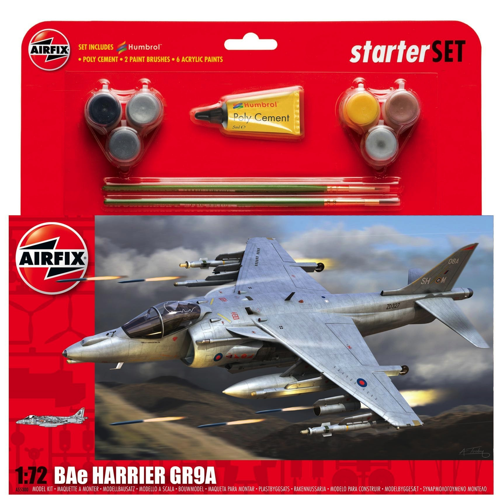 Plastic Kits Airfix BAe Harrier GR9A Starter Set 1:72 Scale Plastic Model Kit