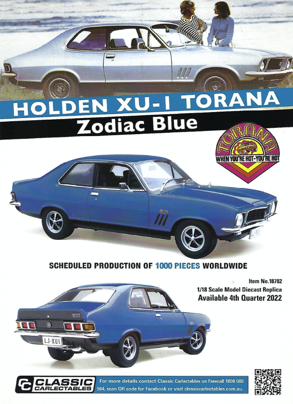 Diecast CLASSIC CARLECTABLES Diecast 1/18 Holden XU-1 Torana Zodiac Blue