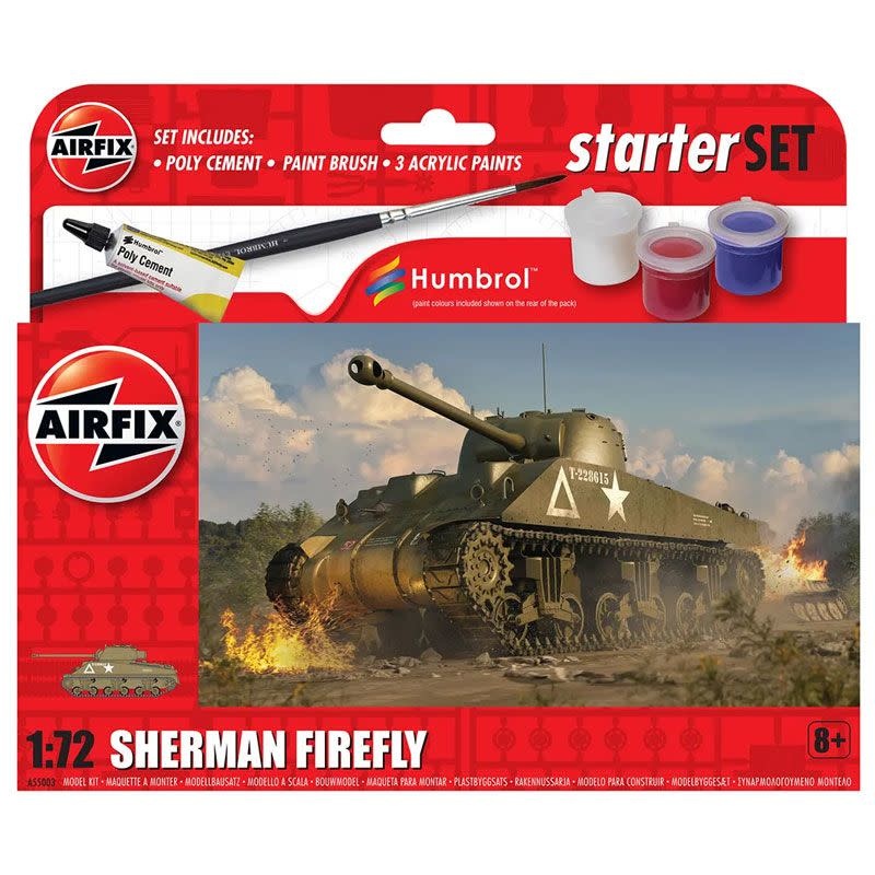 Plastic Kits AIRFIX  Small Beginners Set Sherman Firefly - 1:72 Scale ( includes paint etc )