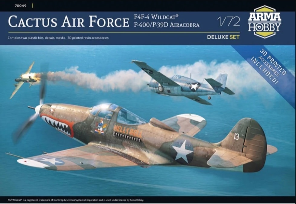 Plastic Kits ARMA HOBBY   1/72 Scale - Cactus Air Force F4F-4 Wildcat® and P-400/P-39D Airacobra over Guadalcanal Plastic Model Kit
