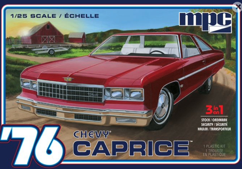 Plastic Kits MPC  1:25 Scale - 1976 Chevy Caprice W/Trailer 2T