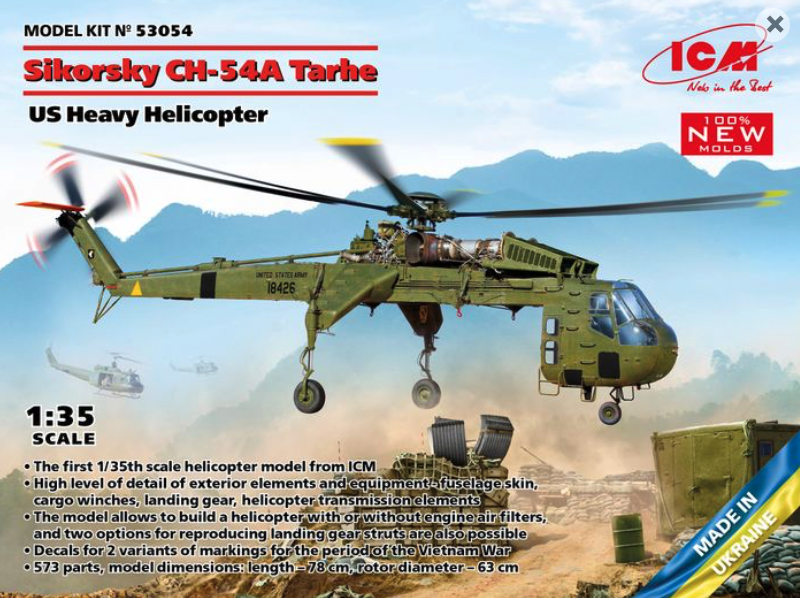 Plastic Kits ICM  1:35 Scale - Sikorsky CH-54A Tarhe Helicopter
