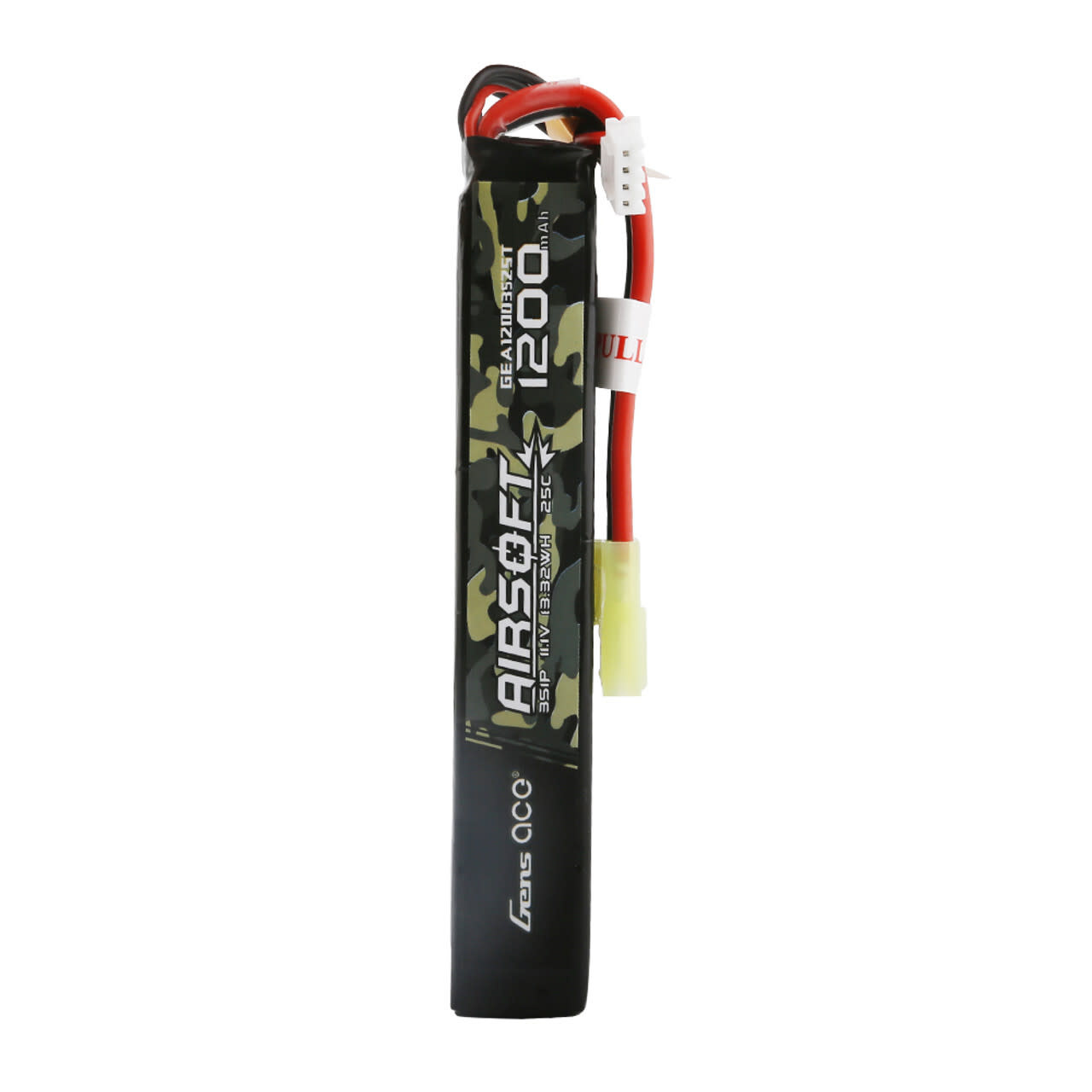 Battery LiPo GENS ACE 3S Airsoft 1200mAh 11.1V 25C Soft Case LiPo Battery  (Mini Tamiya-Plug)