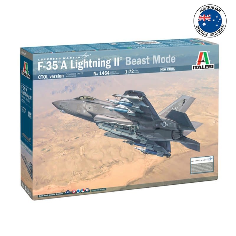 Plastic Kits ITALERI  Lockheed F35A Lightning II (Beast Mode) 1:72 Scale - Aust.Decals