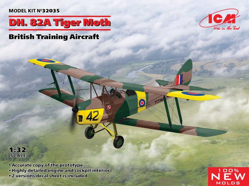 Plastic Kits ICM 1:32 Scale - DH 82A Tiger Moth
