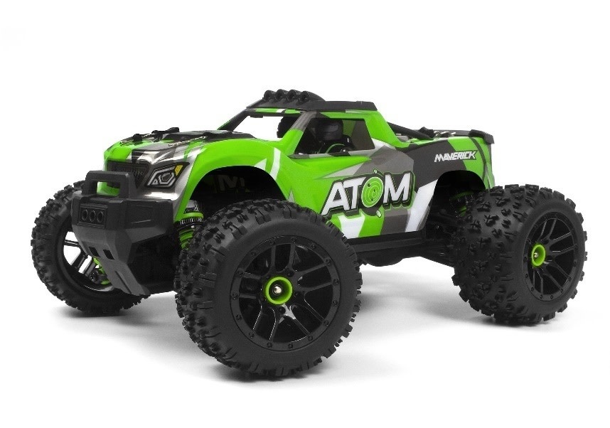 Cars Elect RTR MAVERICK 1/18 Scale - Atom RTR 4wd Electric RC Monster Truck - Green (Battery & Charger included)