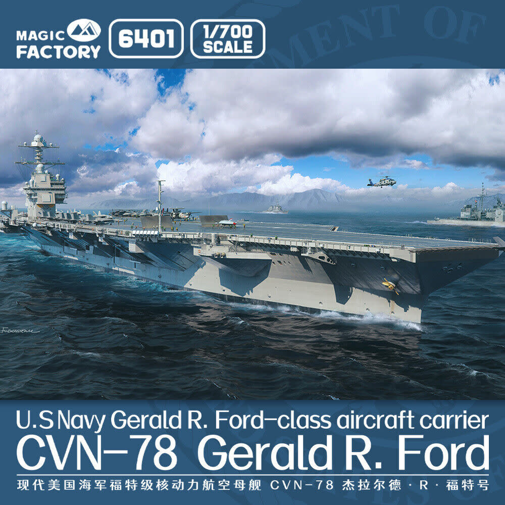 Plastic Kits MAGIC FACTORY 1/700 Scale - USS Gerald R. Ford CVN-78 Aircraft Carrier Plastic Model Kit
