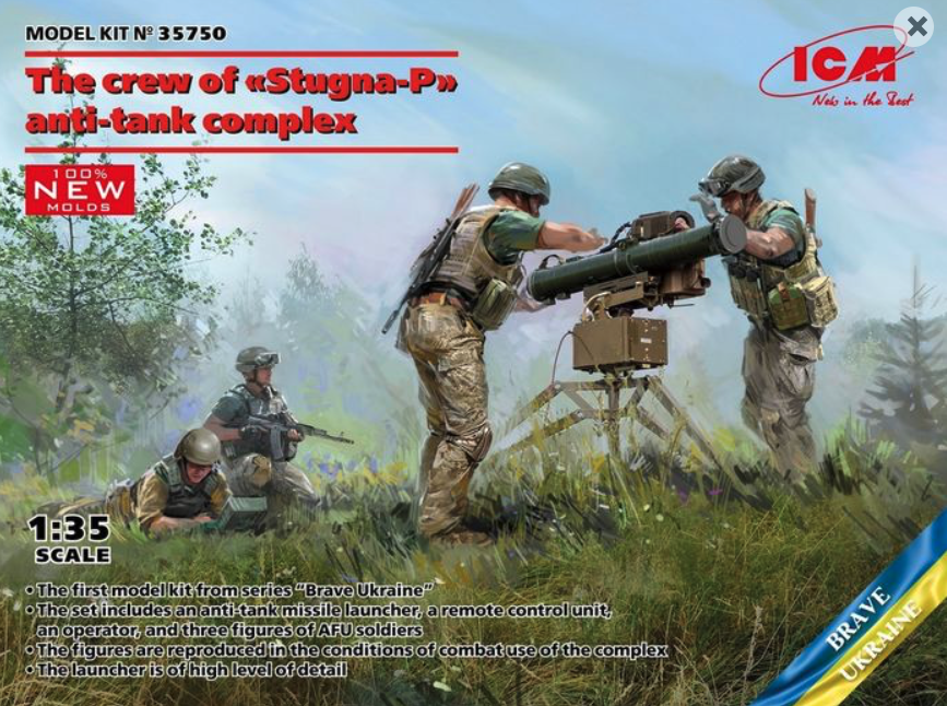 Plastic Kits ICM 1:35 Scale - The Crew Of Stugna-P Anti-Tank