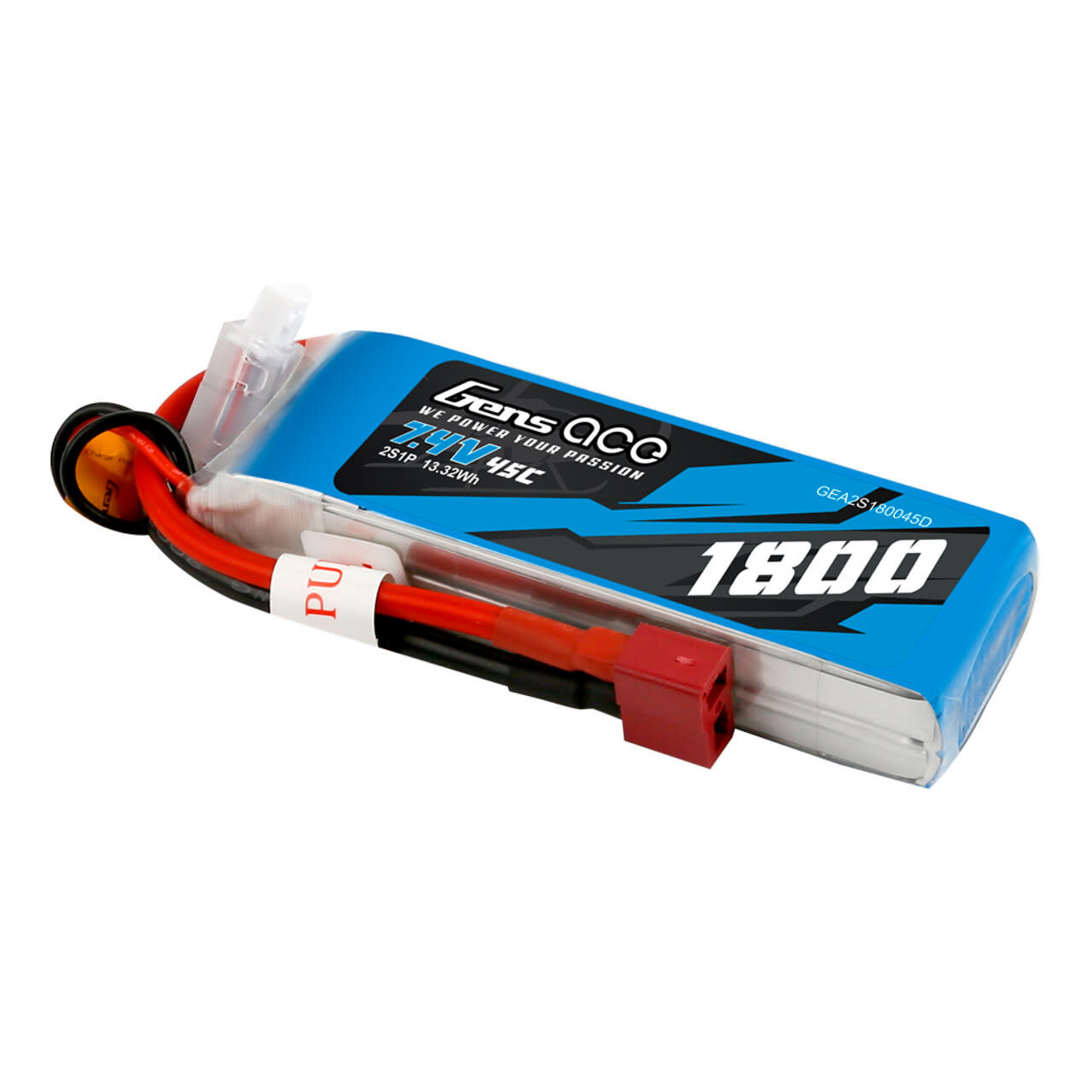 Battery LiPo Gens Ace 2S 1800mAh 7.4V 45C Soft Case LiPo Battery (Deans) Suit 1/16 Scale MJX