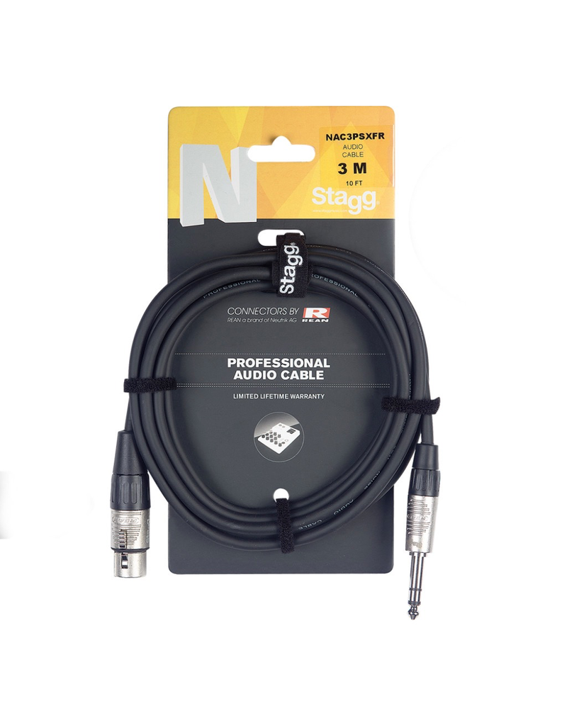 Stagg N series Audio Cable, Jack/XLR, 3 m (10')