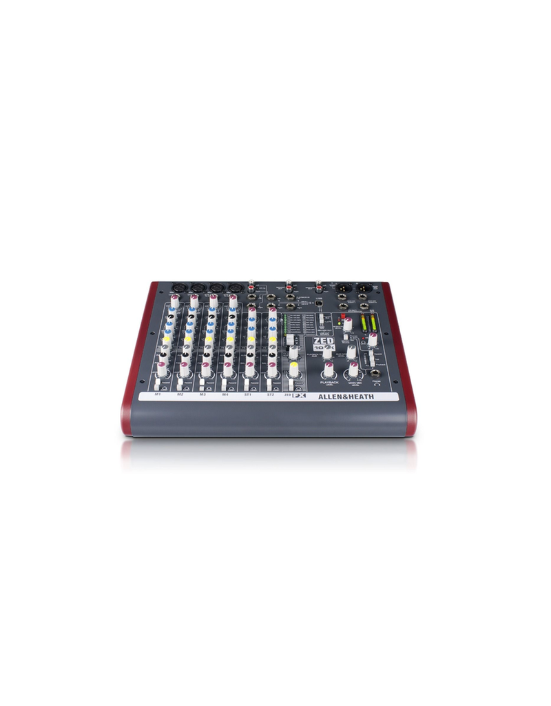 Allen and Heath ZED-10FX - ZED 4 mono/3 stereo ins, 1 aux, 3-band mid-sweep EQ, LR, USB IO, FX