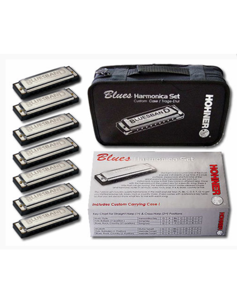 Hohner Blues Band Starter Set 7 Harmonicas in Carry Case - A Bb C D E F G