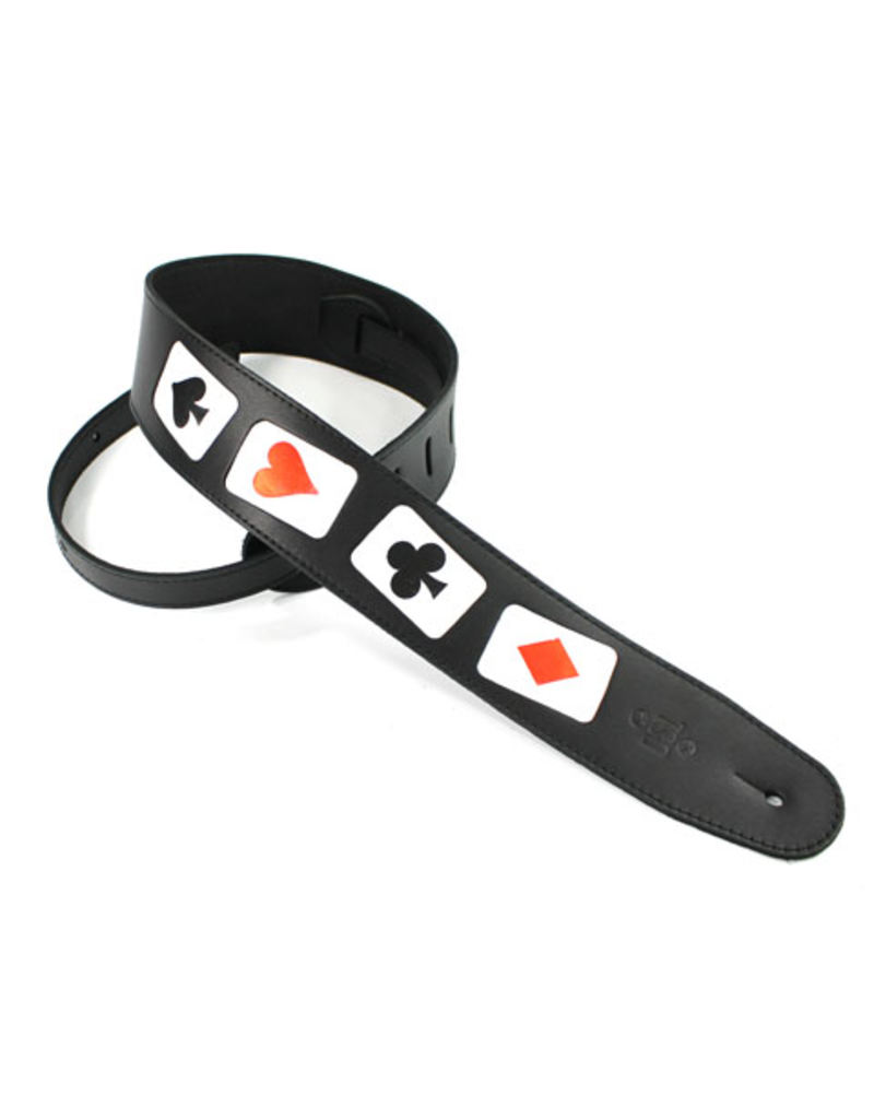 DSL 2.5" Card Strap Black/Black Hand-cut Leather Playing Cards