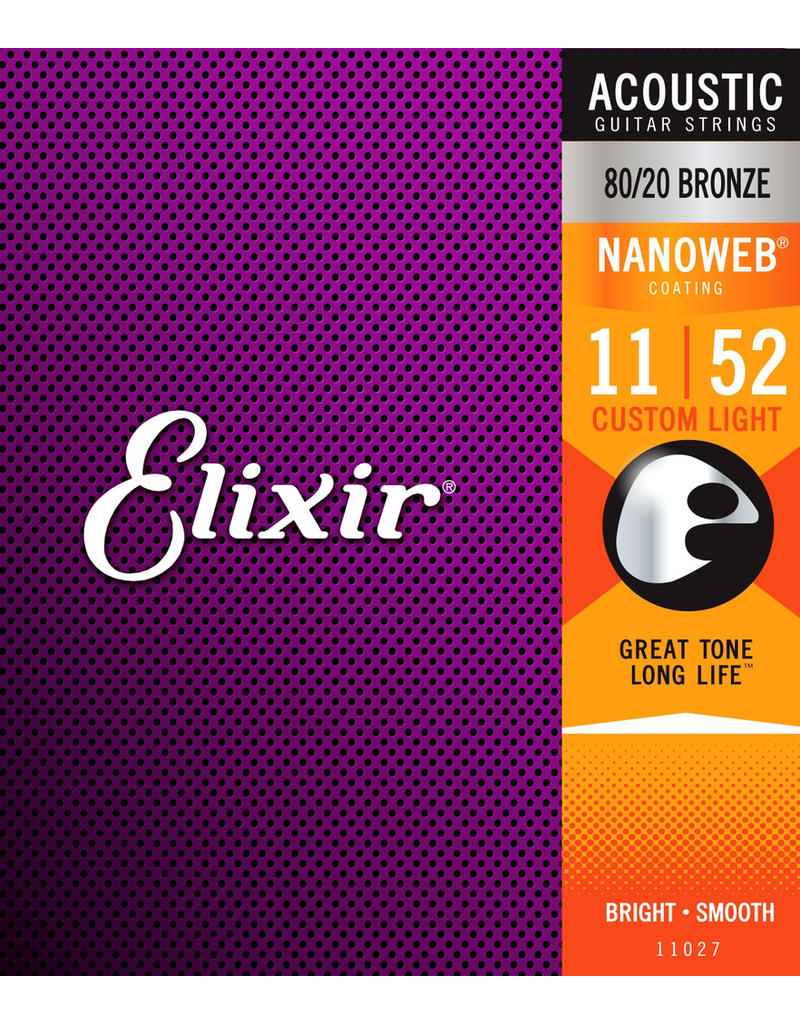 Elixir 11-52 Nanoweb 80/20 Acoustic Custom Light Elixir 11027