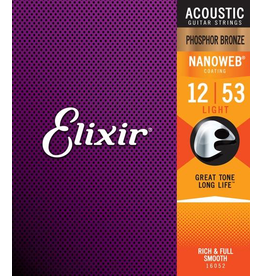 Elixir Acoustic Nanoweb - 12 String Acoustic String - Light Gauge - Poly 10-47 Phosphor Bronze