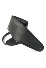 DSL Black Leather Super Wide Guitar Strap  5"/125cm with padding