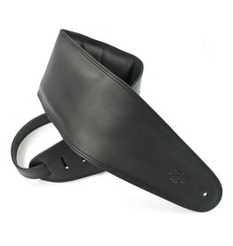 DSL Black Leather Super Wide Guitar Strap  5"/125cm with padding