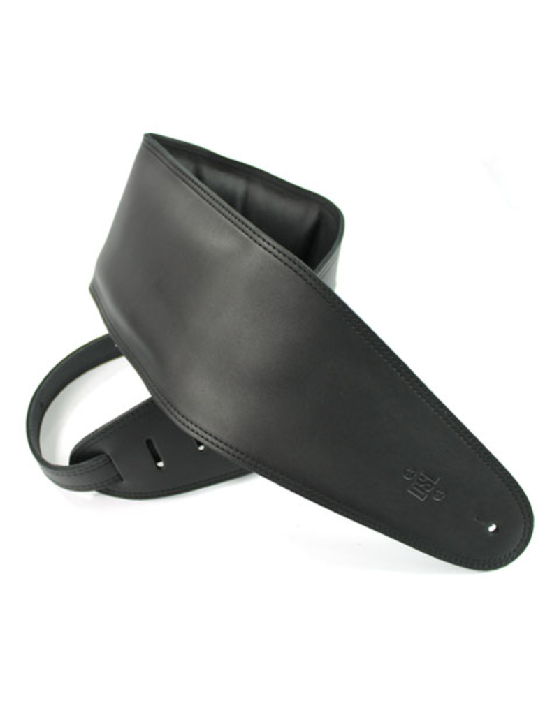 DSL Black Leather Super Wide Guitar Strap  5"/125cm with padding