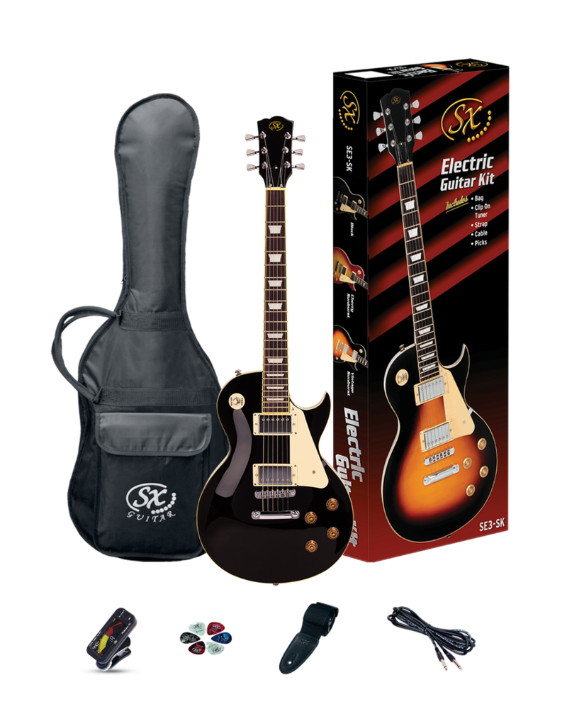 SX LP Style Electric Guitar Kit, Black