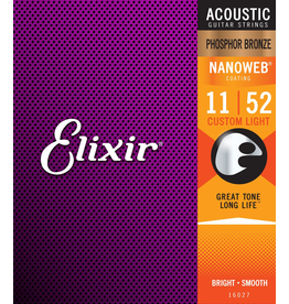 Elixir 11-52 Nanoweb Phosphor Bronze Acoustic Custom Light Elixir 16077
