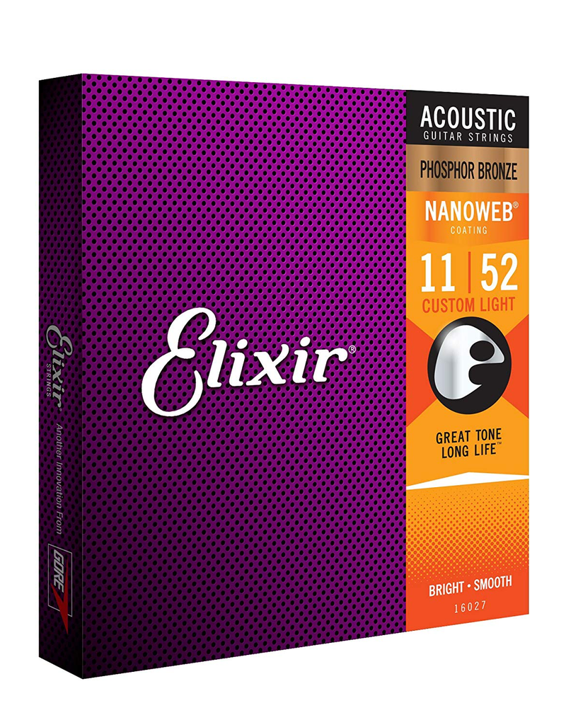 Elixir 11-52 Nanoweb Phosphor Bronze Acoustic Custom Light Elixir 16077