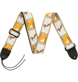 Fender 2" Monogrammed Strap, White/Brown/Yellow