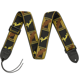 Fender 2" Monogrammed Strap, Black/Yellow/Brown