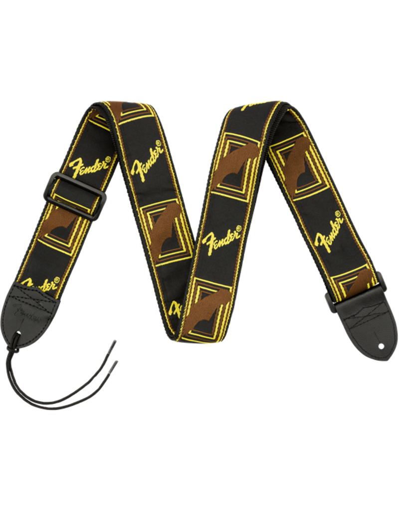 Fender 2" Monogrammed Strap, Black/Yellow/Brown